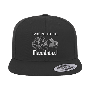 Hiking Take Me To The Mountains Embroidered Flat Bill Cap